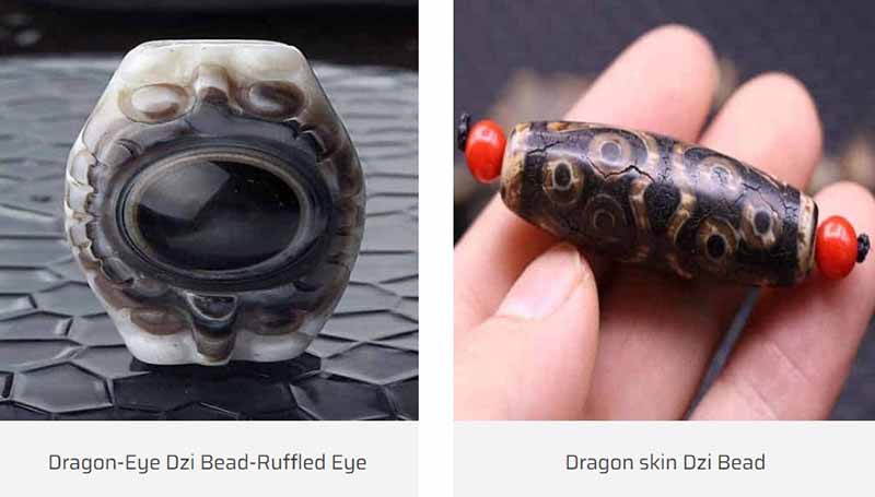 Đá Dzi, Dragon-Eye Dzi Bead-Ruffled Eye, Dragon skin Dzi Bead