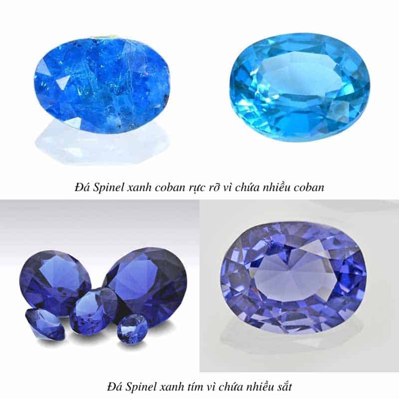 đá Spinel xanh coban và đá spinel xanh tím