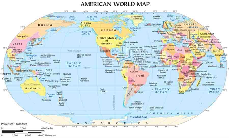 Bản đồ thế giới, bản đồ châu Mỹ 1