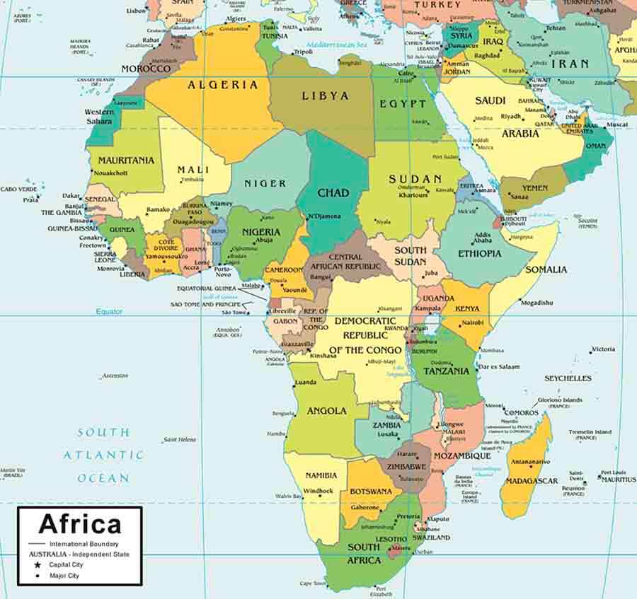 Bản đồ thế giới, bản đồ châu Phi 2