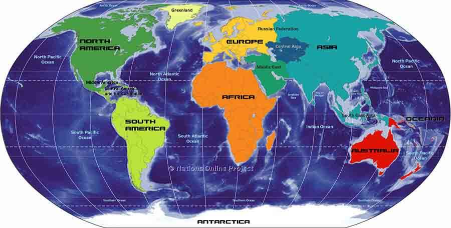 Giới thiệu các châu lục trên bản đồ thế giới