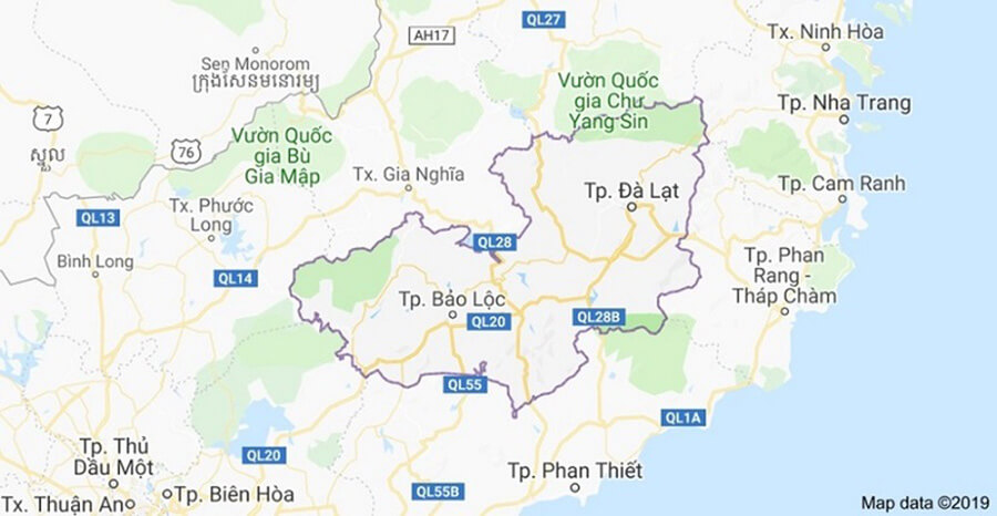 Bản đồ Đà Lạt, Vị trí địa lý Đà Lạt trên bản đồ Việt Nam