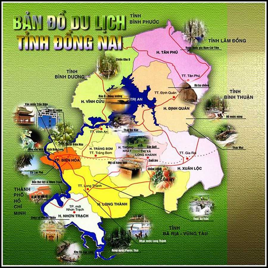 Bản đồ Đồng Nai, Bản đồ du lịch Đồng Nai