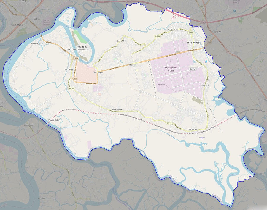 Bản đồ Đồng Nai: Huyện Nhơn Trạch vị trí tiếp giáp