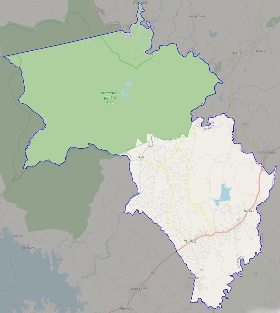Bản đồ Đồng Nai: Huyện Tân Phú vị trí tiếp giáp
