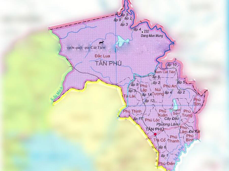 Bản đồ Đồng Nai: Huyện Tân Phú
