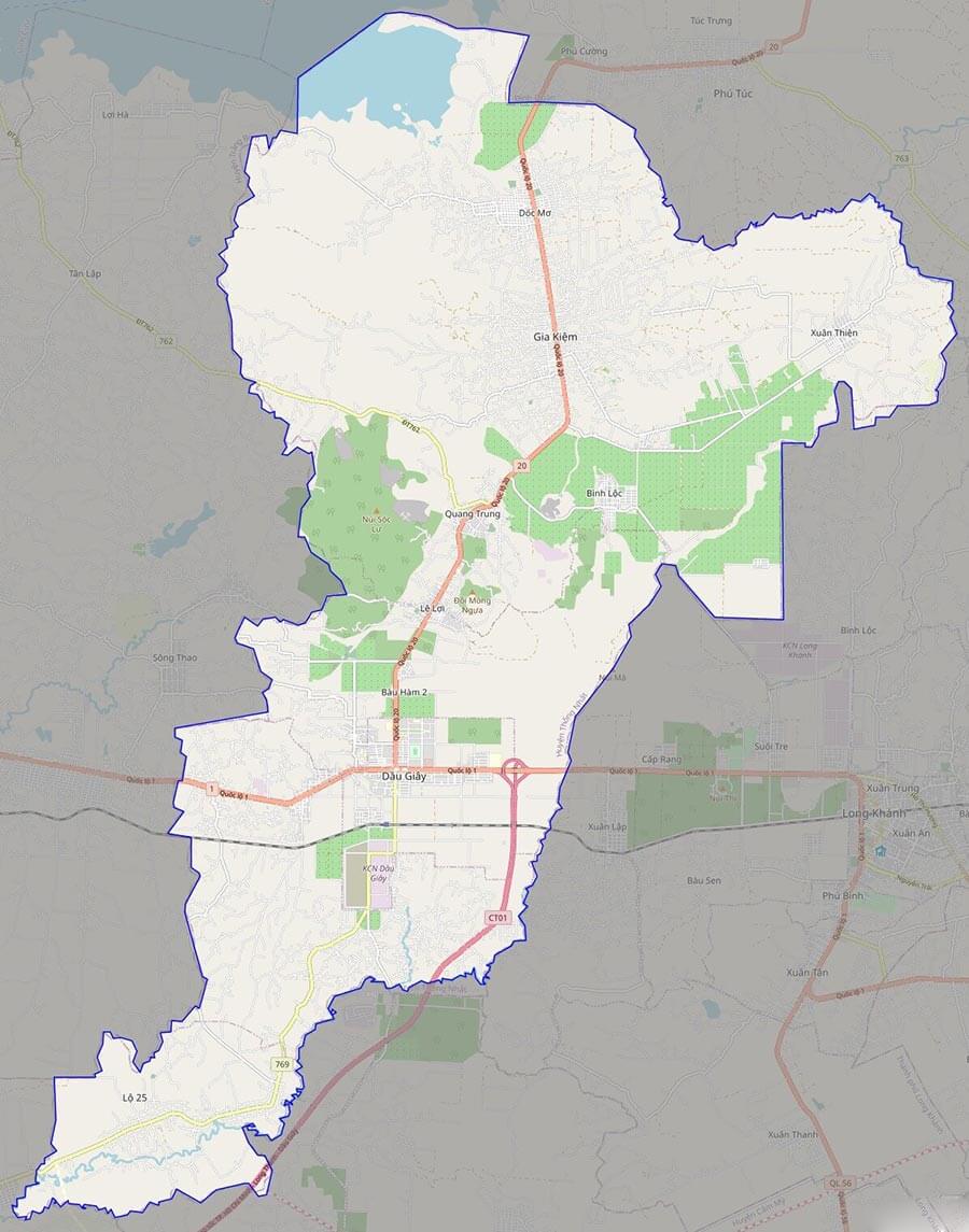 Bản đồ Đồng Nai: Huyện Thống Nhất vị trí tiếp giáp