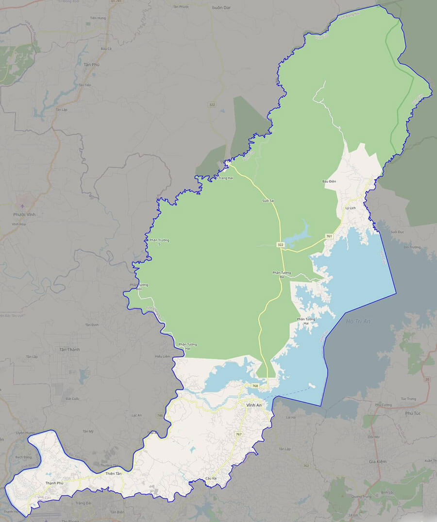 Bản đồ Đồng Nai: Huyện Vĩnh Cửu vị trí tiếp giáp