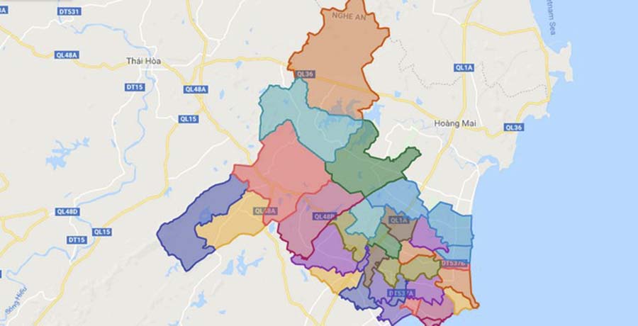 Bản đồ Nghệ An: huyện Quỳnh Lưu