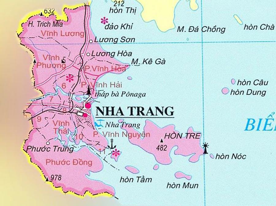 Bản đồ Nha Trang, Bản đồ hành chính chi tiết 27 phường / xã Nha Trang