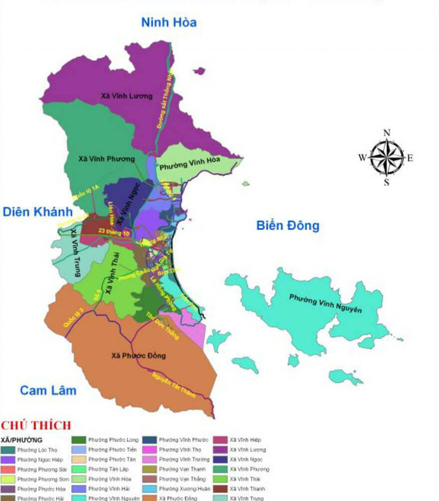 Bản đồ Nha Trang, Đơn vị hành chính Thành phố Nha Trang