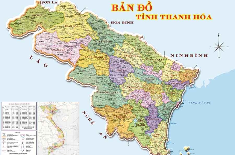 Bản đồ Thanh Hóa và 27 đơn vị cấp huyện chi tiết