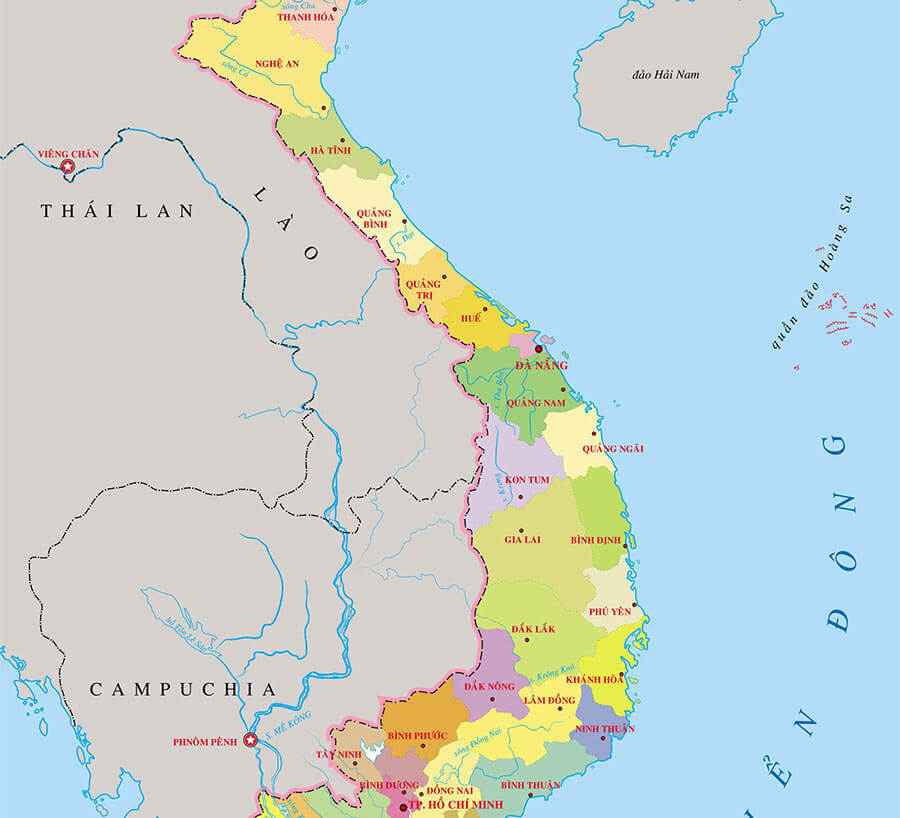 BẢn đồ miền Trung, Bản đồ hành chính miền Trung năm 2023