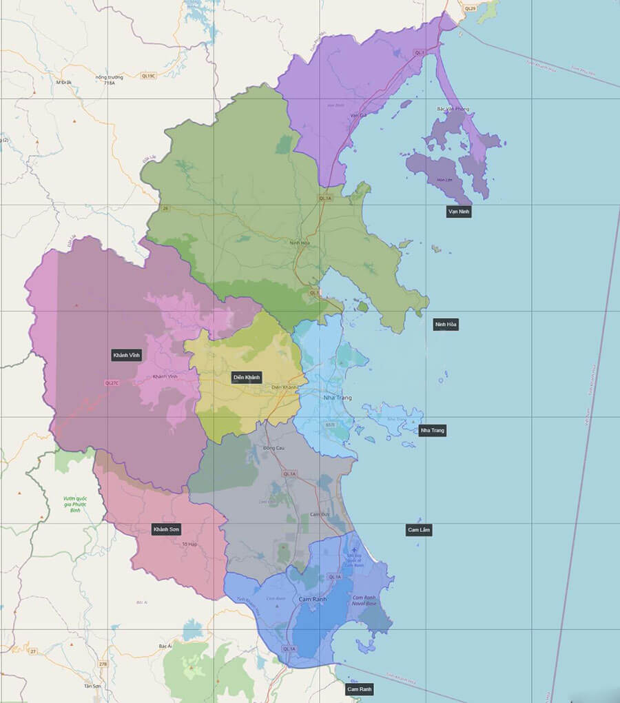 Bản đồ miền Trung: Tỉnh Khánh Hòa