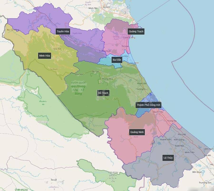 Bản đồ miền Trung: Tỉnh Quảng Bình
