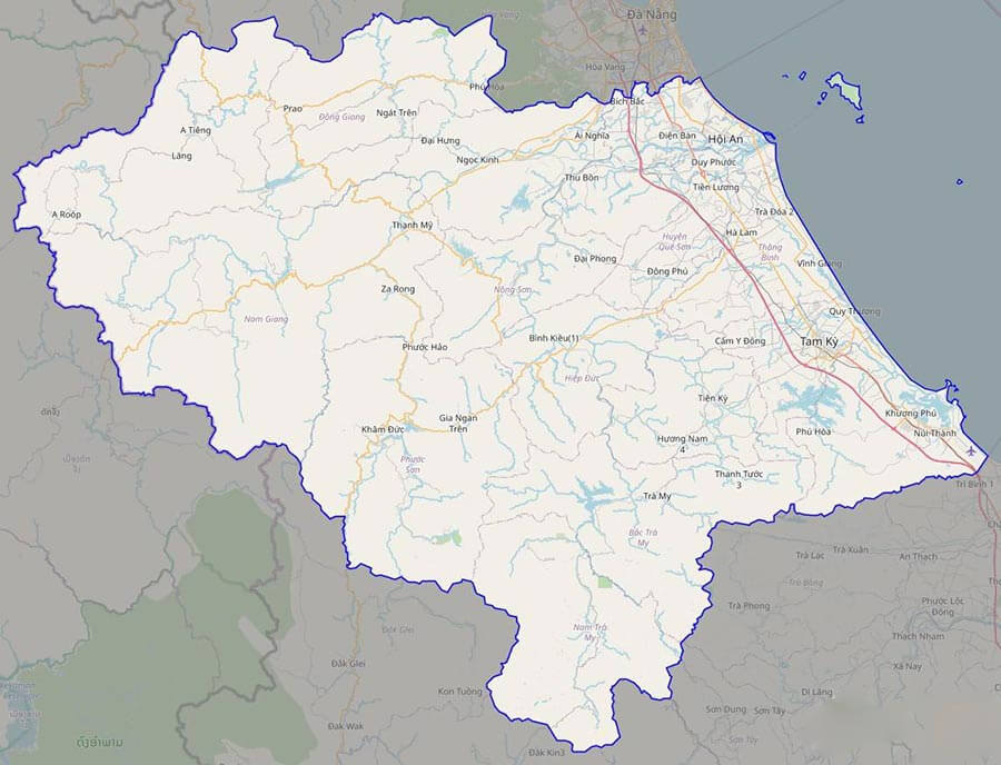 Bản đồ miền Trung: Tỉnh Quảng Nam