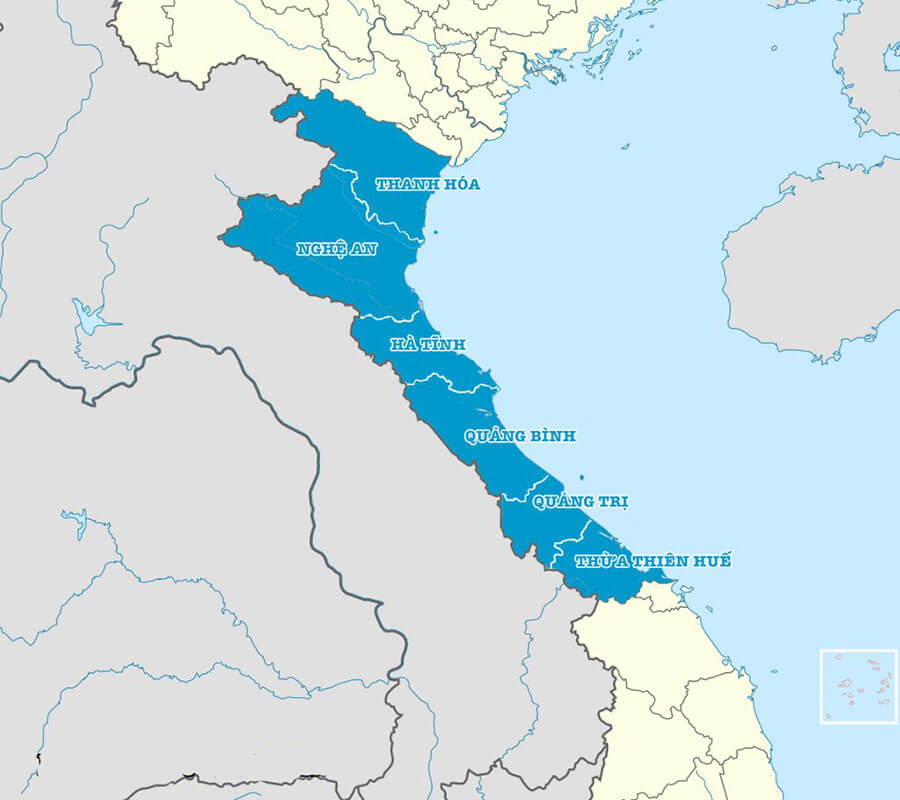 Bản đồ miền Trung, Vùng Bắc Trung Bộ