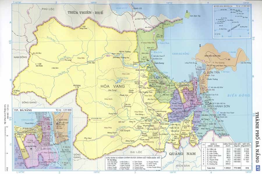 Bản đồ Đà Nẵng, bản đồ hành chính Đà Nẵng năm 2023