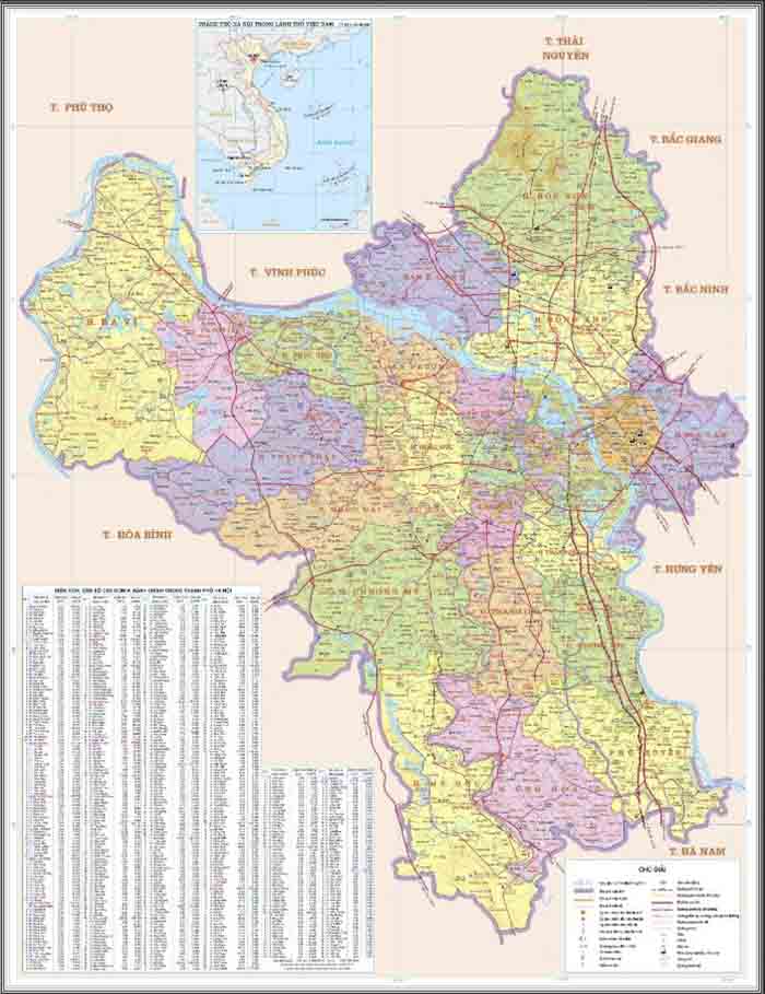 Bản đồ Hà Nội, bản đồ hành chính Hà Nội 2023