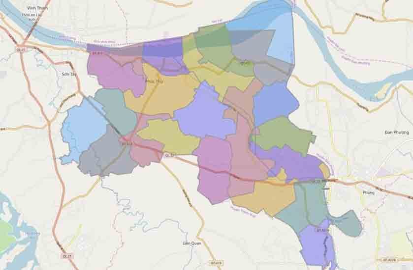 Bản đồ Hà Nội: huyện Phúc Thọ