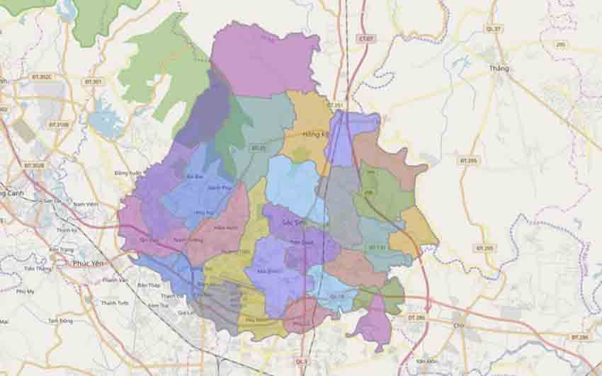Bản đồ Hà Nội: huyện Sóc Sơn
