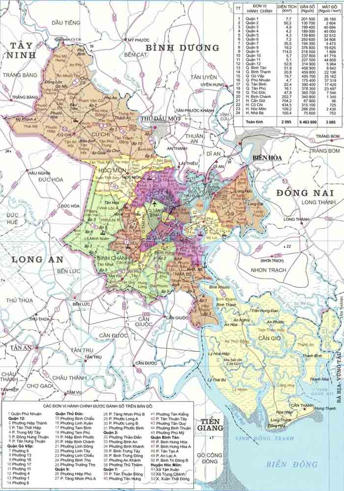 Bản đồ Hồ Chí Minh, bản đồ hành chính Hồ Chí Minh năm 2023