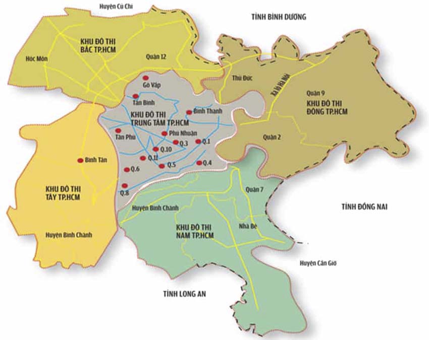 Bản đồ Hồ Chí Minh, đơn vị hành chính Sài Gòn