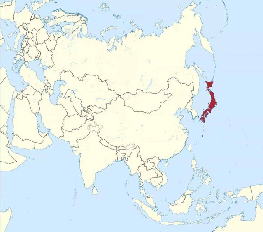 Bản đồ Nhật Bản, Nhật Bản trên bản đồ châu Á