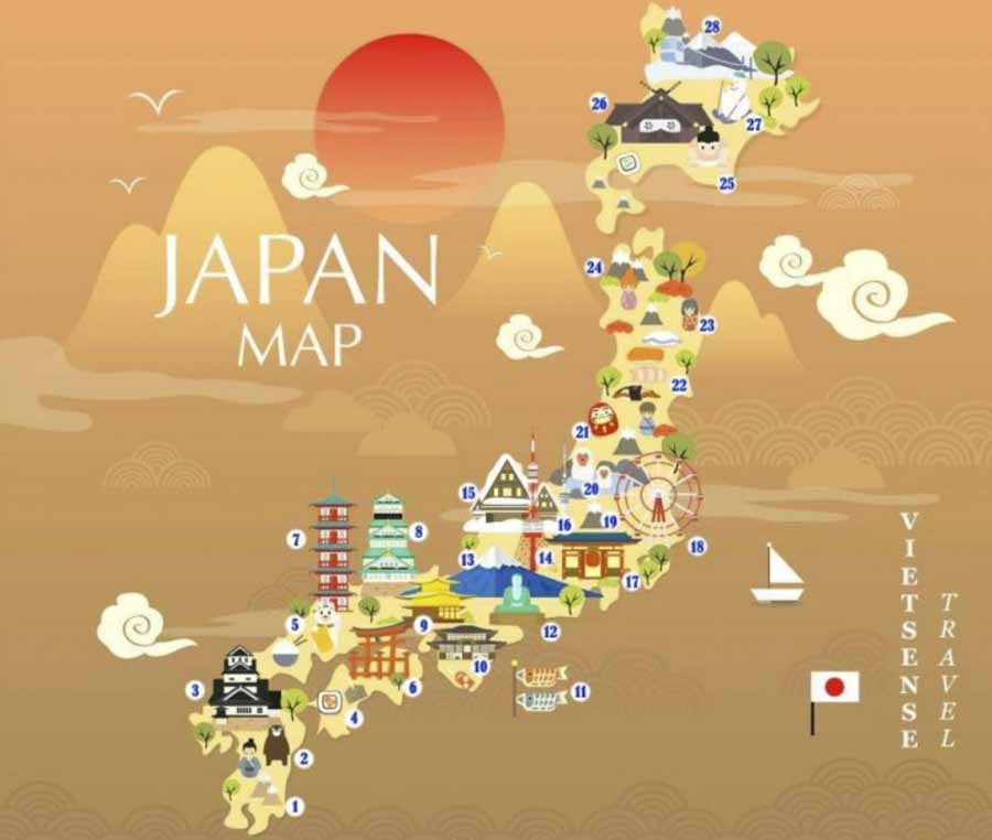 Bản đồ Nhật Bản, bản đồ du lịch Nhật Bản