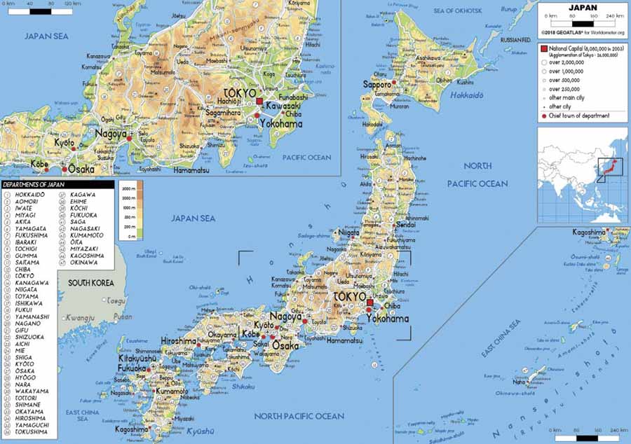 Bản đồ Nhật Bản, bản đồ hành chính Nhật Bản 2023