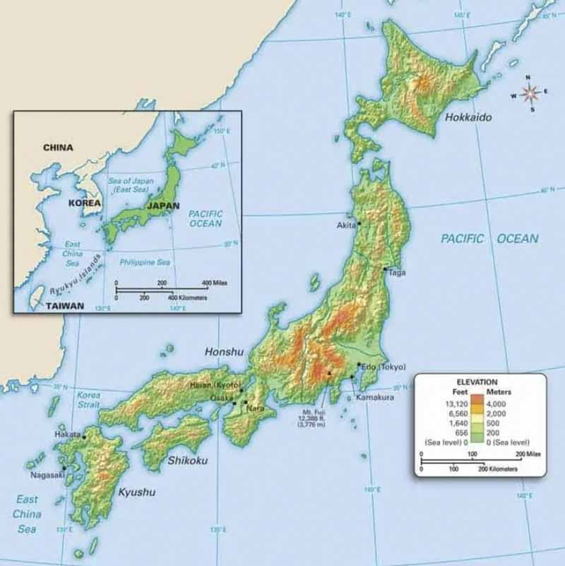 Bản đồ Nhật Bản, khoảng cách giữa Tokyo với những tỉnh khác ở Nhật Bản