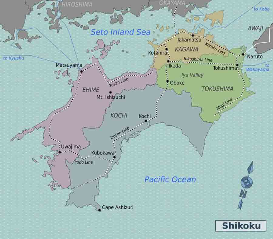 Bản đồ Nhật Bản: vùng Shikoku