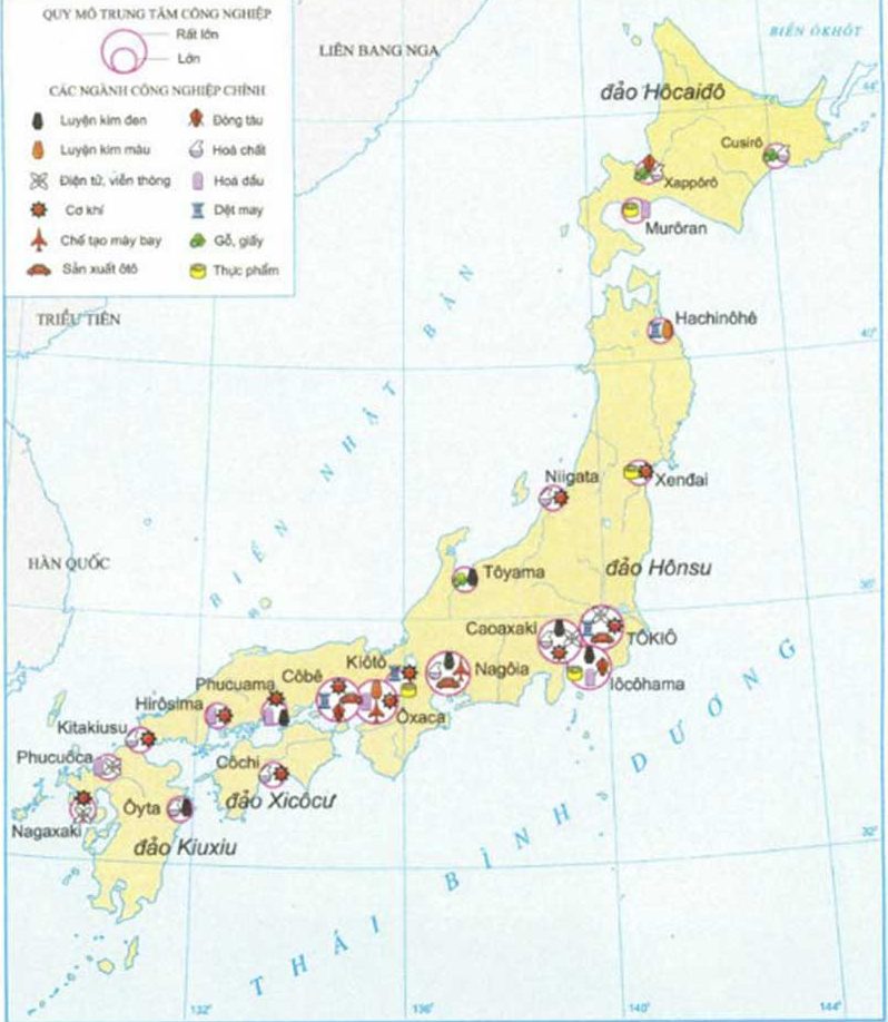 Bản đồ Nhật Bản: vùng kinh tế trọng điểm