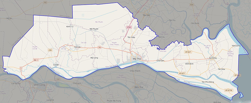 Bản đồ miền Tây: tỉnh Tiền Giang