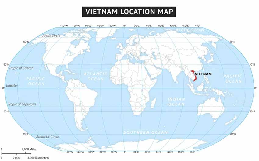 Bản đồ Việt Nam, Việt Nam trên bản đồ thế giới