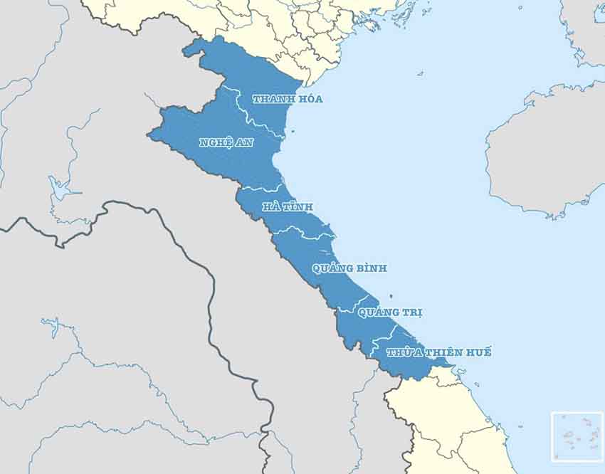 Bản đồ Việt Nam, vùng Bắc Trung Bộ