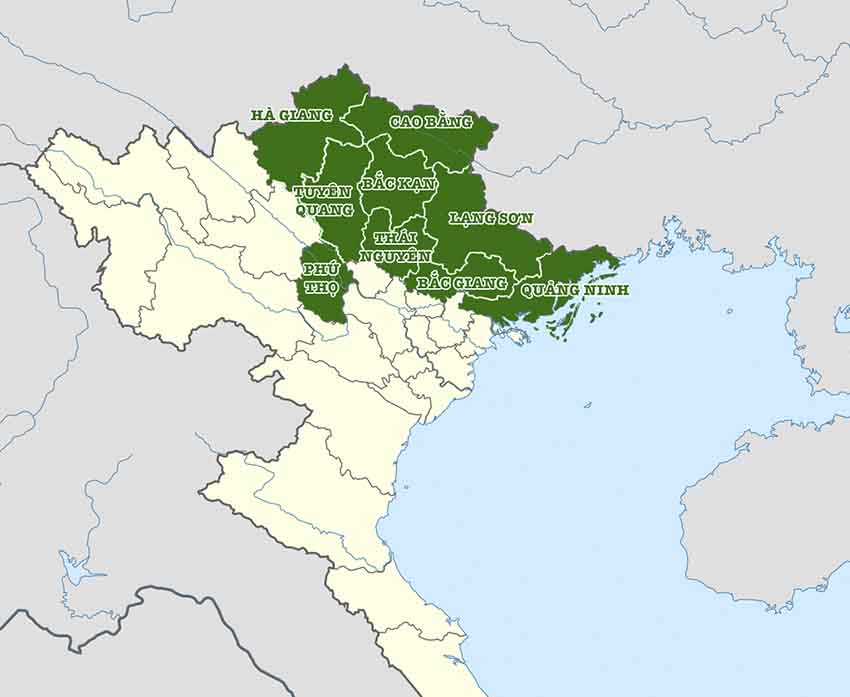 Bản đồ Việt Nam, vùng Đông Bắc Bộ