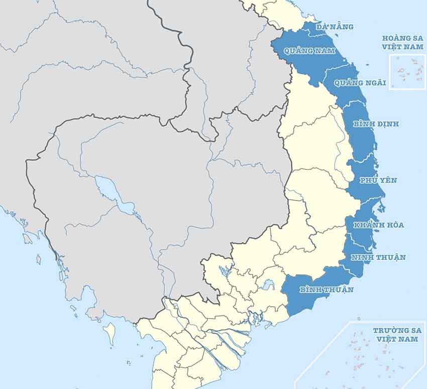 Bản đồ Việt Nam, vùng Nam Trung Bộ