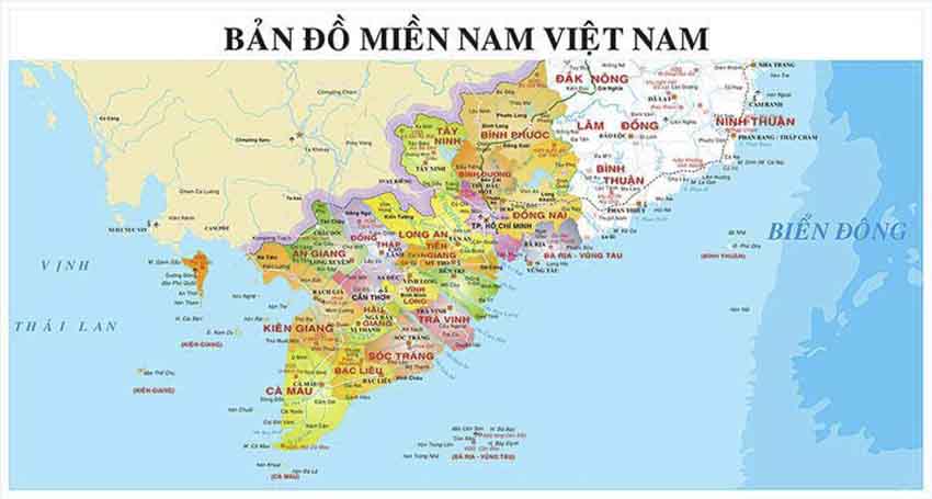 Bản đồ Việt Nam, miền Nam