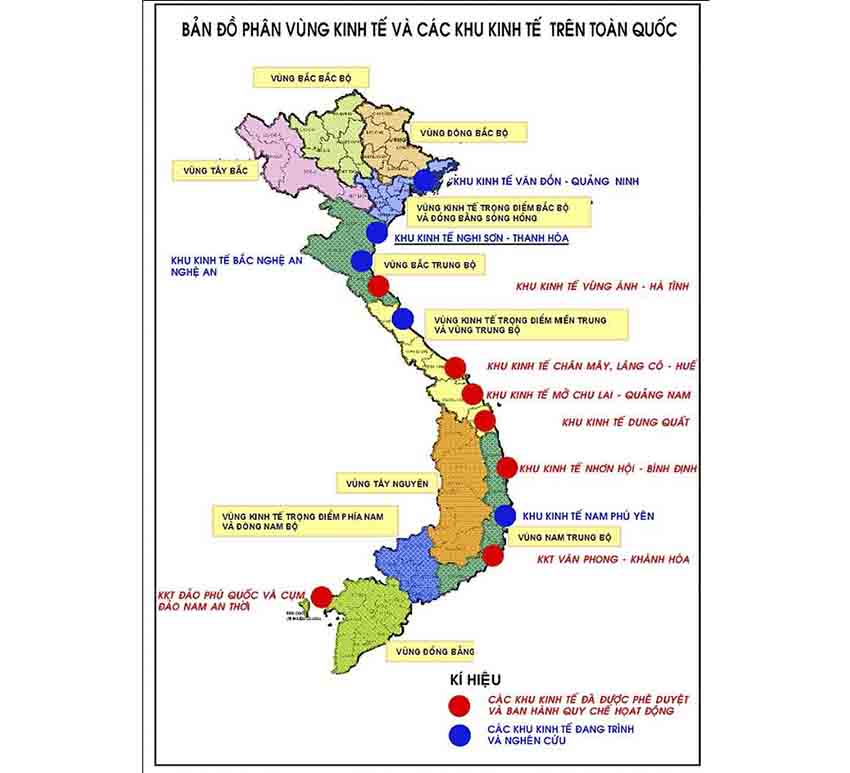 Bản đồ Việt Nam, bản đồ vùng kinh tế trọng điểm