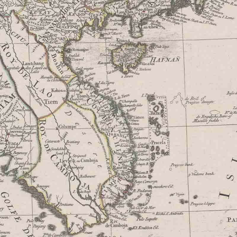 Bản đồ Việt Nam vào khoảng thế kỷ 17