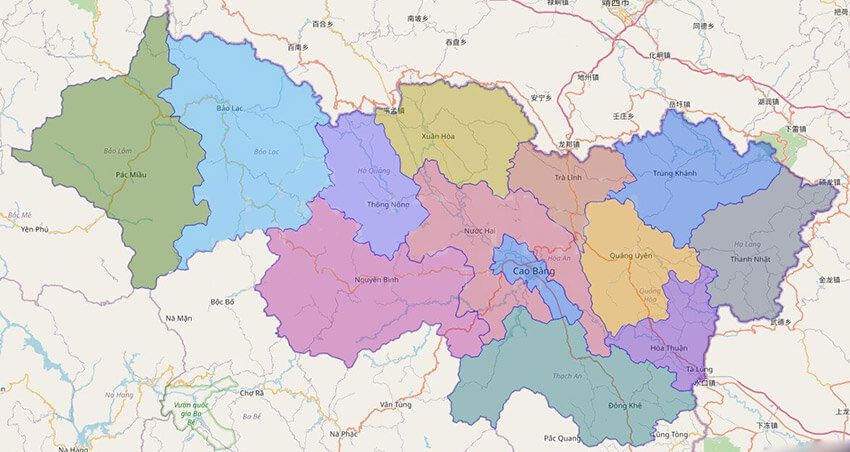 Bản đồ miền Bắc: tỉnh Cao Bằng
