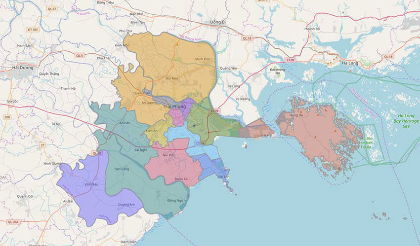 Bản đồ miền Bắc: tỉnh Hải Phòng
