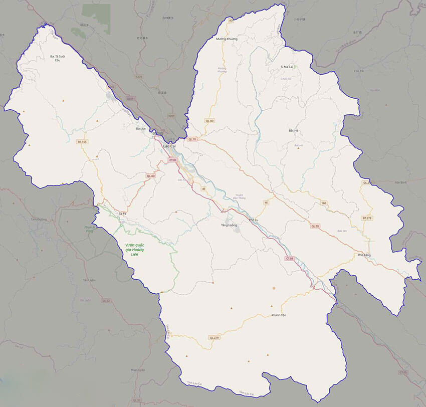 Bản đồ miền Bắc: tỉnh Lào Cai