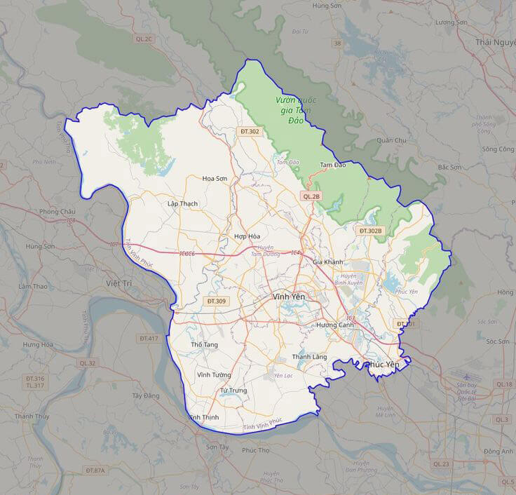 Bản đồ miền Bắc: tỉnh Vĩnh Phúc vị trí tiếp giáp