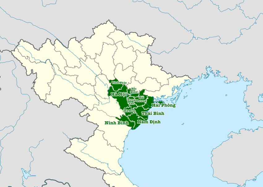 Bản đồ miền Bắc, Vùng Đồng bằng sông Hồng