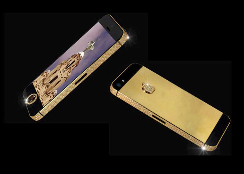 Sản phẩm vàng đắt nhất thế giới, Iphone 5 vàng đính kim cương của Stuart Hughes