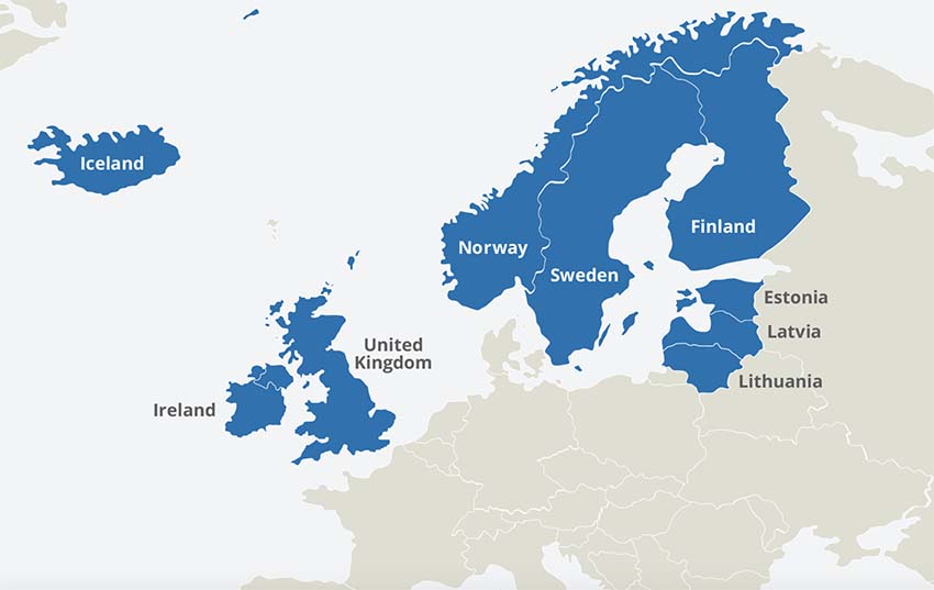 Bản đồ châu Âu, bản đồ Bắc Âu