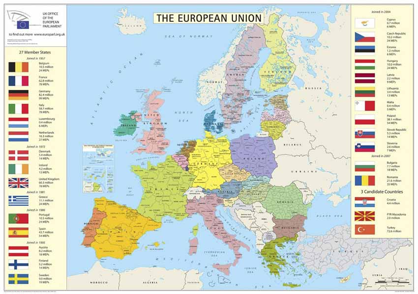 Bản đồ châu Âu, đơn vị hành chính