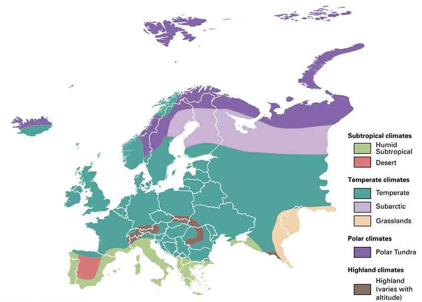 Bản đồ Châu Âu về khí hậu